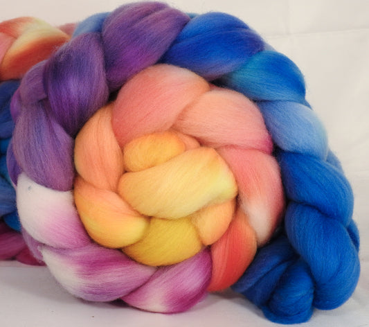 Hand dyed top for spinning - New Beginning - (5.2 oz.) Organic polwarth - Inglenook Fibers