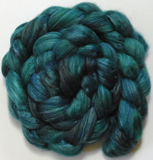 Mallard (5.6 oz) Batt in a Braid #57- Camel/Baby Alpaca/Mint fiber  (50/25/25)