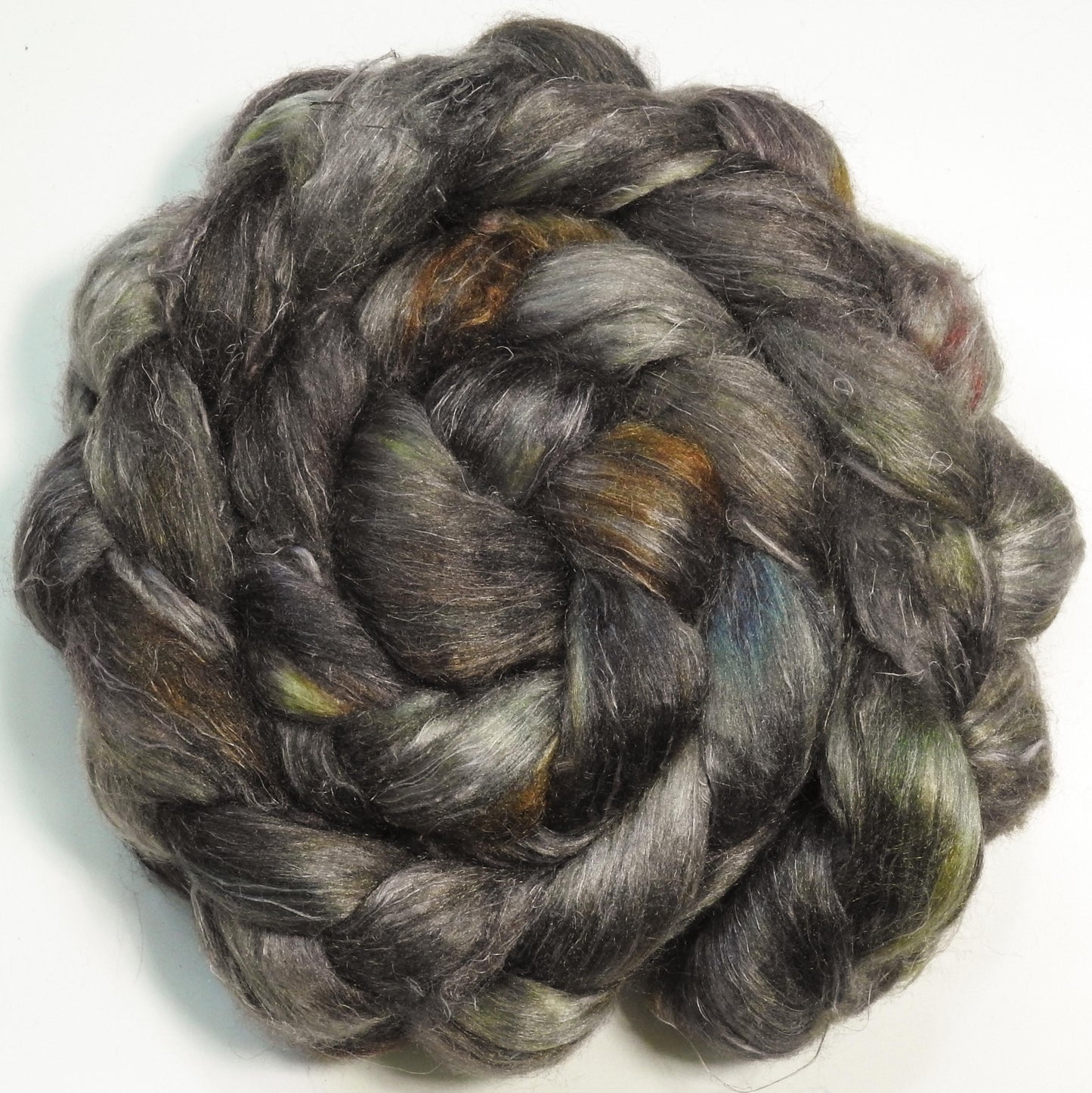 Morel - Glazed Solid - Tussah Silk / flax roving (65/35)