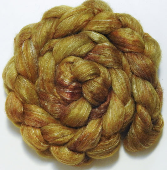 Dijon (5.6 oz) Batt in a Braid #57- Camel/Baby Alpaca/Mint fiber  (50/25/25)