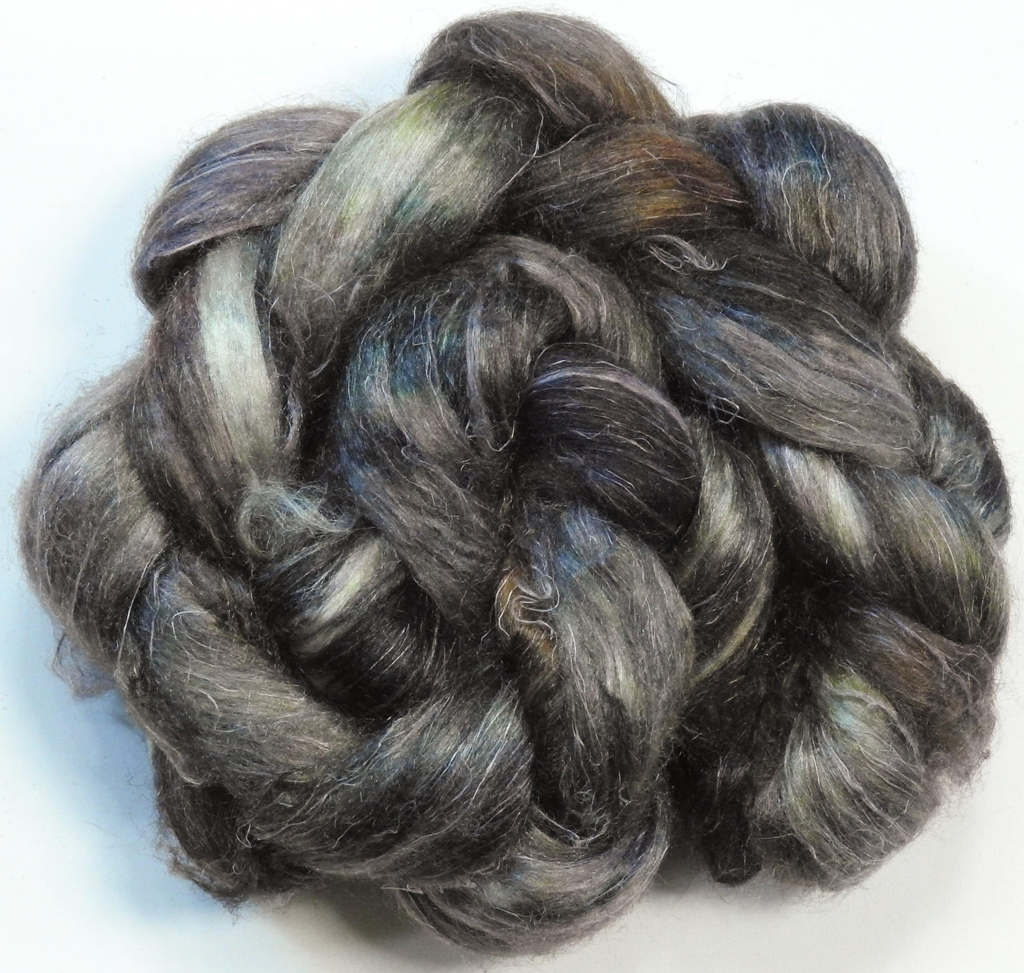 Morel - Glazed Solid - Tussah Silk / flax roving (65/35)