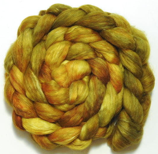 Dijon (5.6 oz) - Batt in a Braid #52- Wensleydale/ Mulberry silk/ Polwarth (60/25/15)