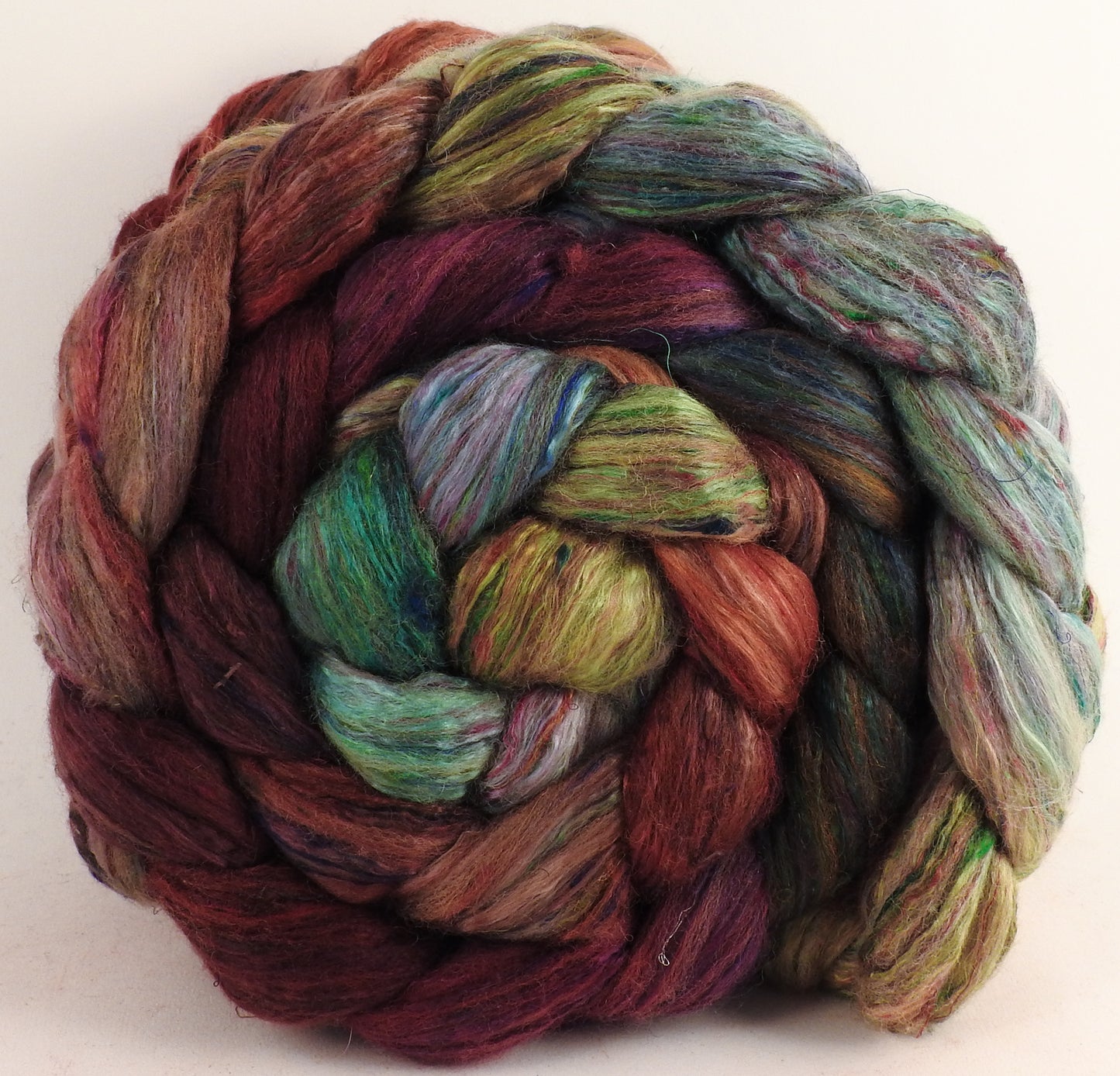 Batt in a Braid #39 - Icelandic Poppies (5.7 oz) - Falkland Merino/ Mulberry Silk / Sari Silk (50/25/25)