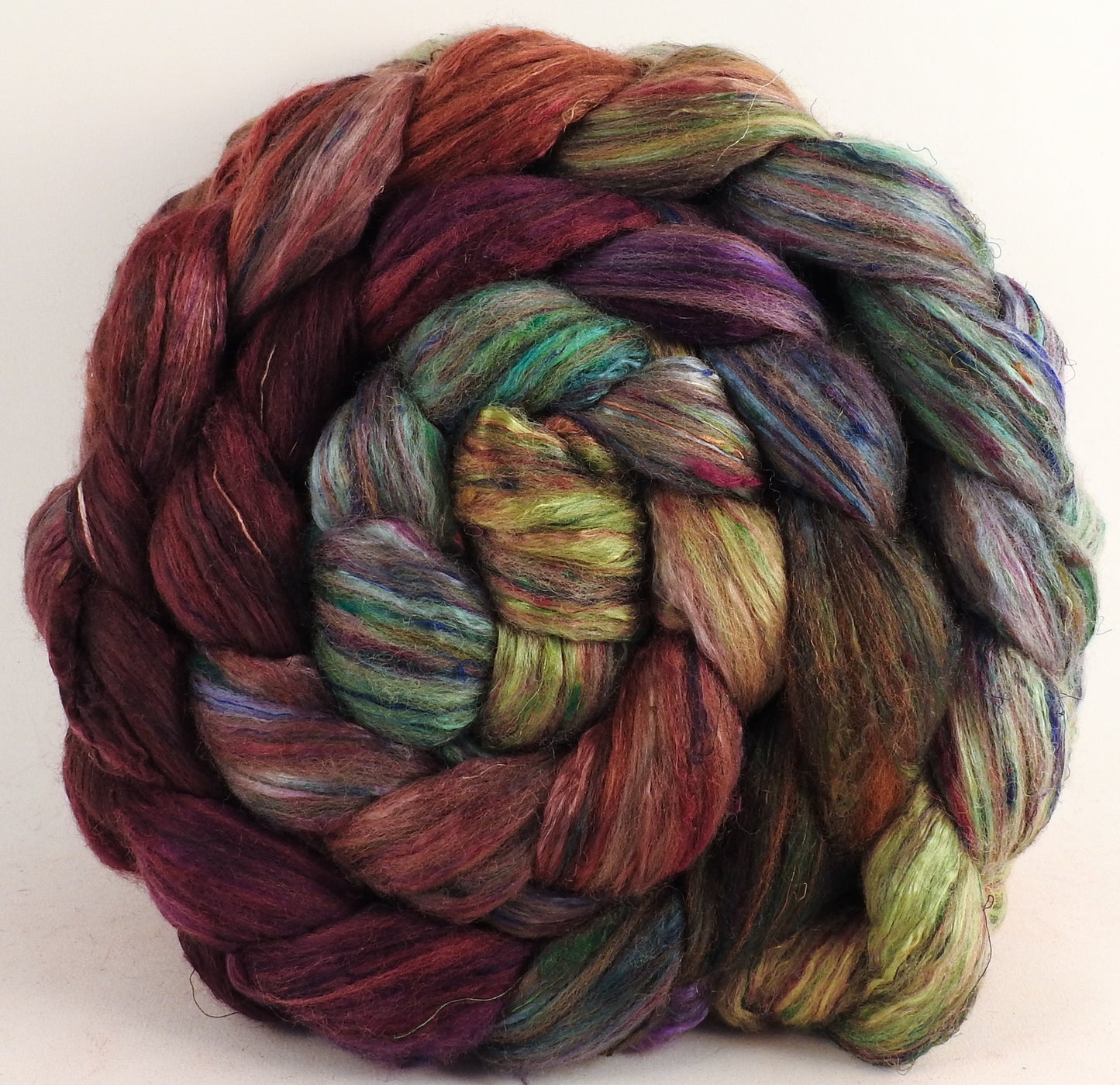 Batt in a Braid #39 - Icelandic Poppies (5.7 oz) - Falkland Merino/ Mulberry Silk / Sari Silk (50/25/25)