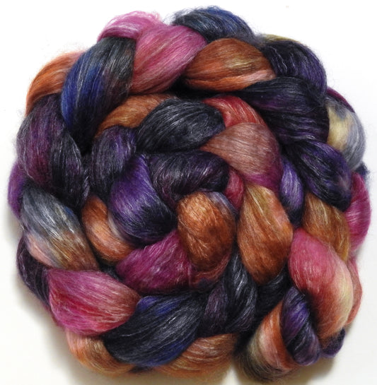 Esther (5.6 oz) Batt in a Braid #57- Camel/Baby Alpaca/Mint fiber  (50/25/25)