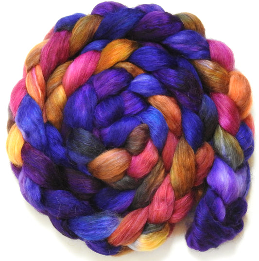 Esther (5.6 oz) - Batt in a Braid #52- Wensleydale/ Mulberry silk/ Polwarth (60/25/15)