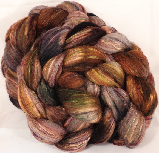 Batt in a Braid #39-SARI-22-Falkland Merino/ Mulberry Silk / Sari Silk (50/25/25) - Inglenook Fibers