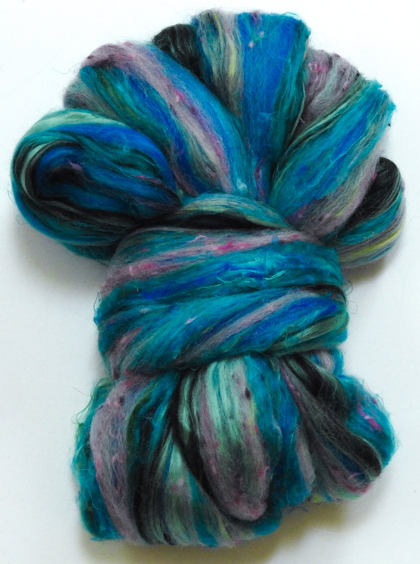 Blue Morpho Butterfly - Lepidoptery Blends - Merino/ Mulberry Silk/ Sari Silk/ Tweed Blend/ Bamboo  (40/25/15/10/10)