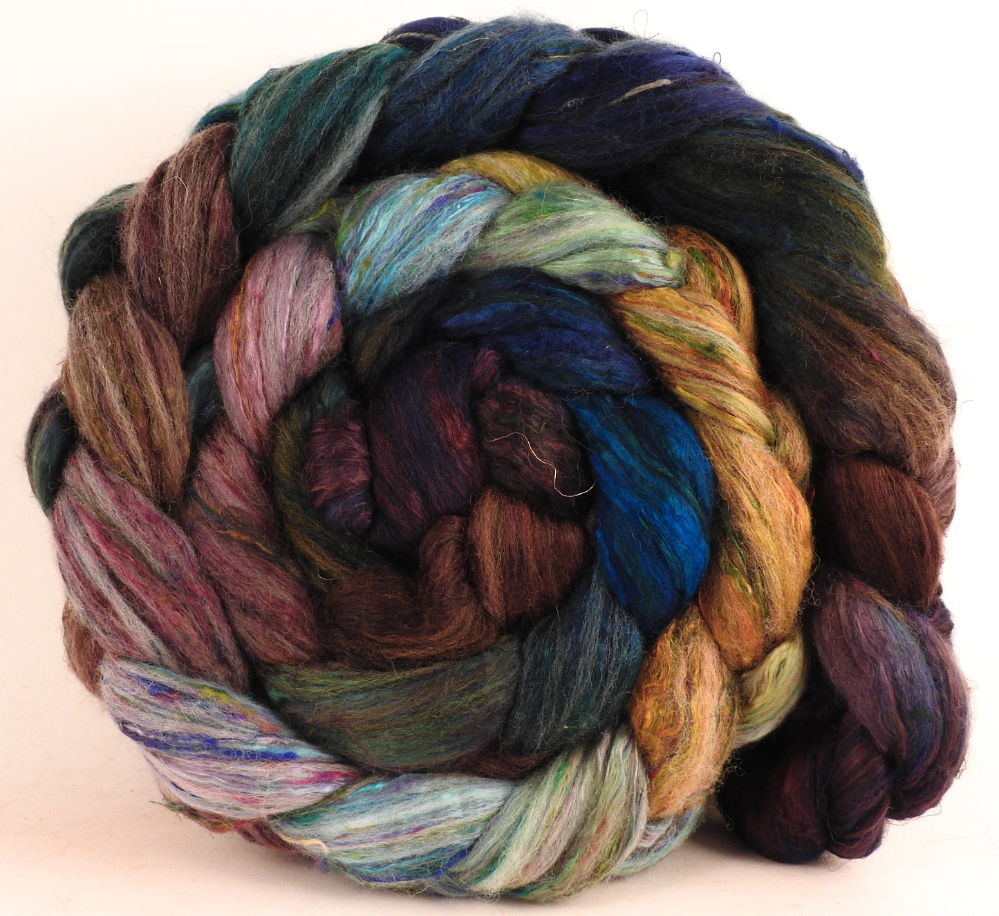 Batt in a Braid #39 - Selkie- (5.9 oz) - Falkland Merino/ Mulberry Silk / Sari Silk (50/25/25)
