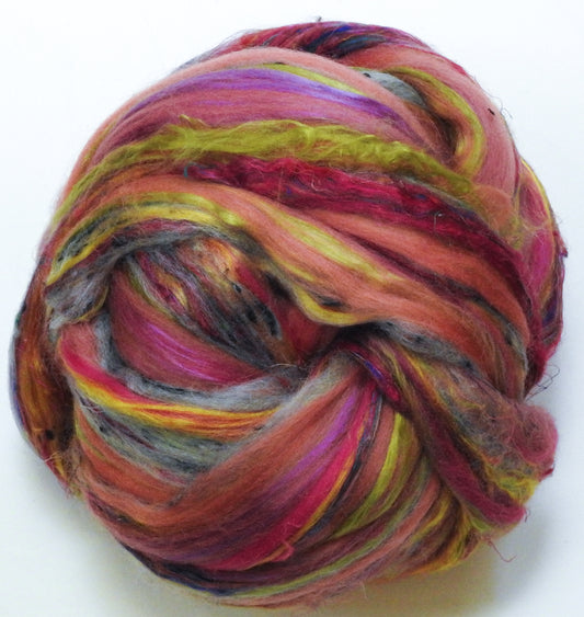 Roseate Emperor Moth - Lepidoptery Blends - Merino/ Mulberry Silk/ Sari Silk/ Tweed Blend/ Bamboo  (40/25/15/10/10)
