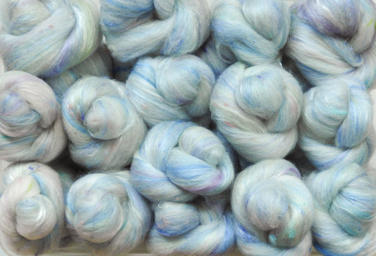 Sparkle Sticklebatts - Moonstone (4.1 oz) - 30% CVM/Rambo/Cotswold/Finn x fleece; merino, polwarth, ALPACA, silk, bamboo, tencel, silk noil, angelina