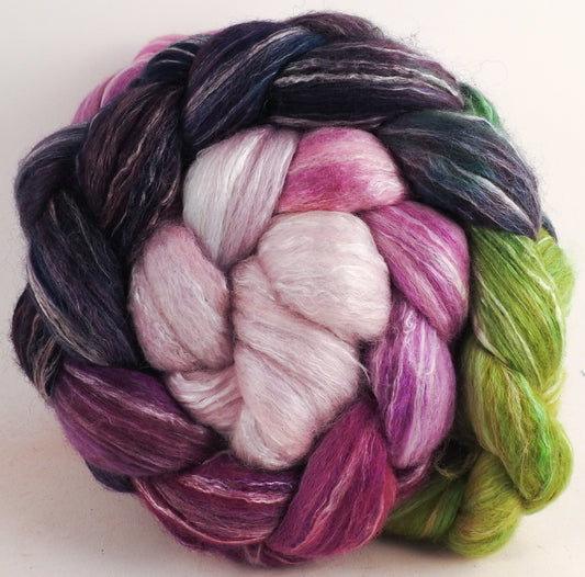 Batt in a Braid #45 -Peach Blossom (6.2 oz.) - Corriedale/Mulberry Silk/Rose Fiber (60/20/20)