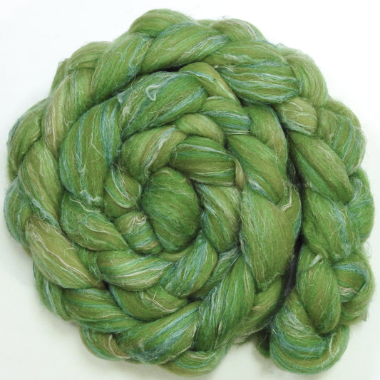 OOAK Green(5.9 oz) - Merino/ Tussah Silk/ Natural Flax (50/25/25)