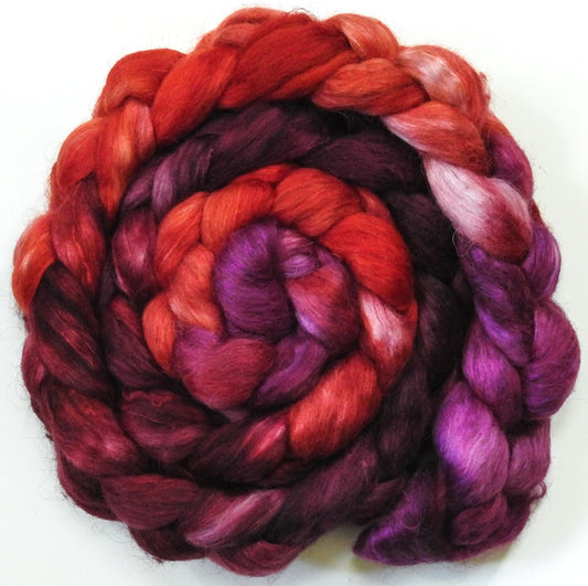 Maraschino Cherry Light(5.7 oz) - Batt in a Braid #52- Wensleydale/ Mulberry silk/ Polwarth (60/25/15)
