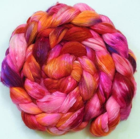 Heatwave (5.7 oz) -Glazed Solid- Batt in a Braid #5- Merino/ Camel/ silk/ faux cashmere/ firestar (25/25/25/12/12)