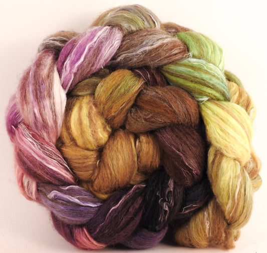 Batt in a Braid #32 - Emperor Moth (5.4 oz) -  Manx Loaghtan/ Wht Bfl / Tussah Silk/ Flax( 30/30/30/10)