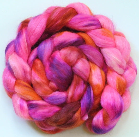 Heatwave (6 oz) -Glazed Solid- Batt in a Braid #52- Wensleydale/ Mulberry silk/ Polwarth (60/25/15)