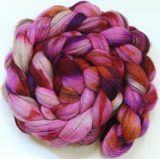 Heatwave (5.4 oz)- Glazed Solid- Batt in a Braid #53- YAK/ Tussah silk/ Superfine Merino/Gold Stellina(30/30/30/10)