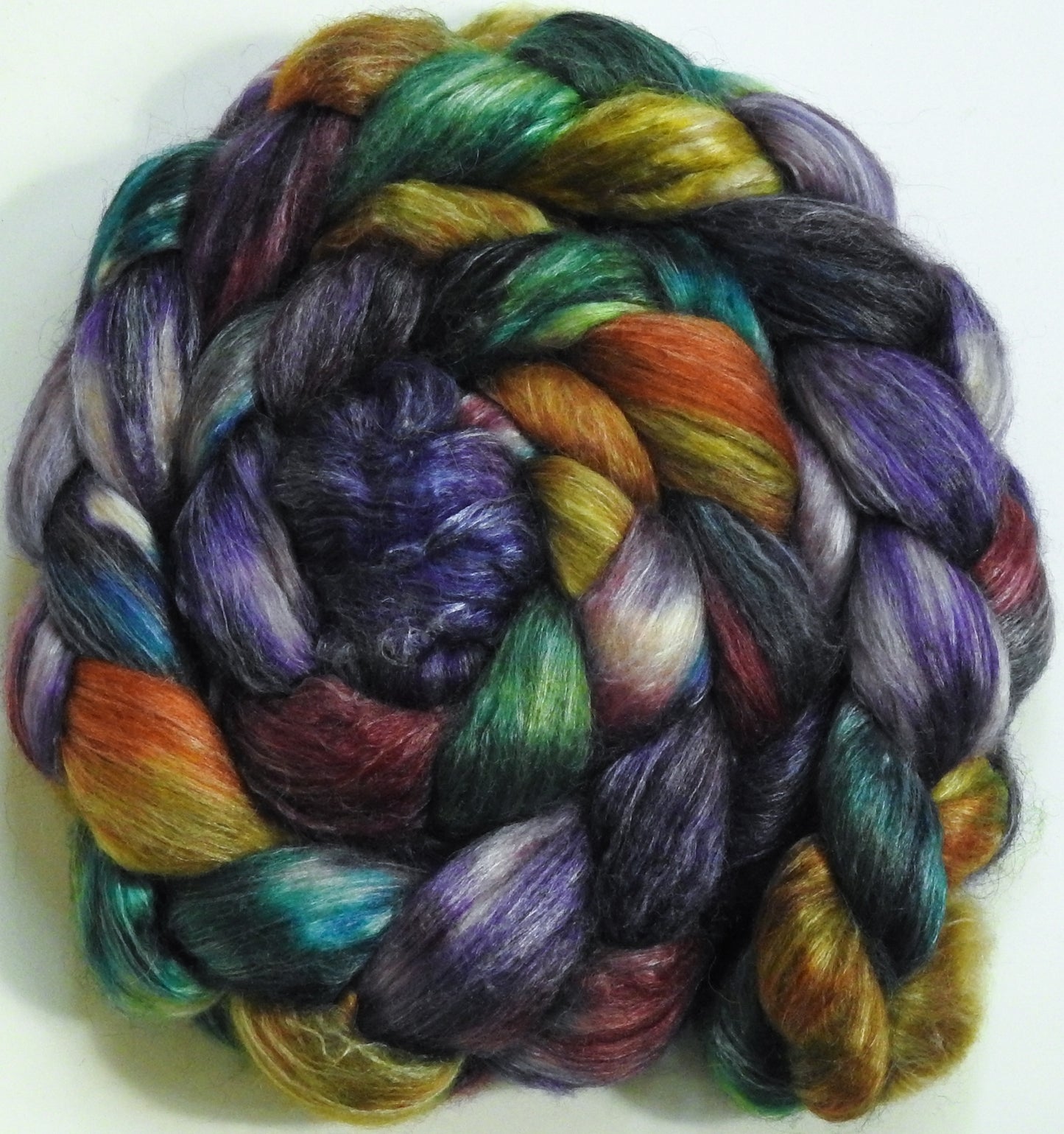 Mary Mary Quite Contrary(5.5 oz) Batt in a Braid #57- Camel/Baby Alpaca/Mint fiber  (50/25/25)