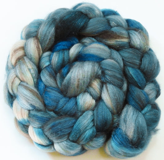 Stellar (5.3 oz)- Glazed Solid- Batt in a Braid #53- YAK/ Tussah silk/ Superfine Merino/Gold Stellina(30/30/30/10)