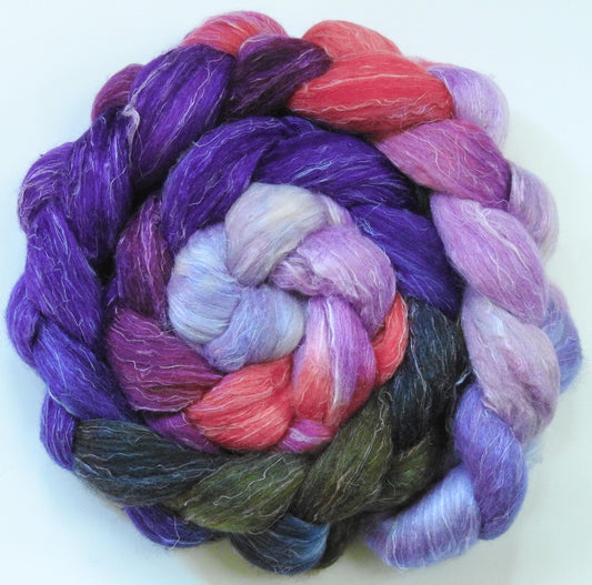 Cherry Blossoms @ Night (5.8 oz.)- Batt in a Braid #29 -Rambouillet / Tussah / Flax (40/40/20)