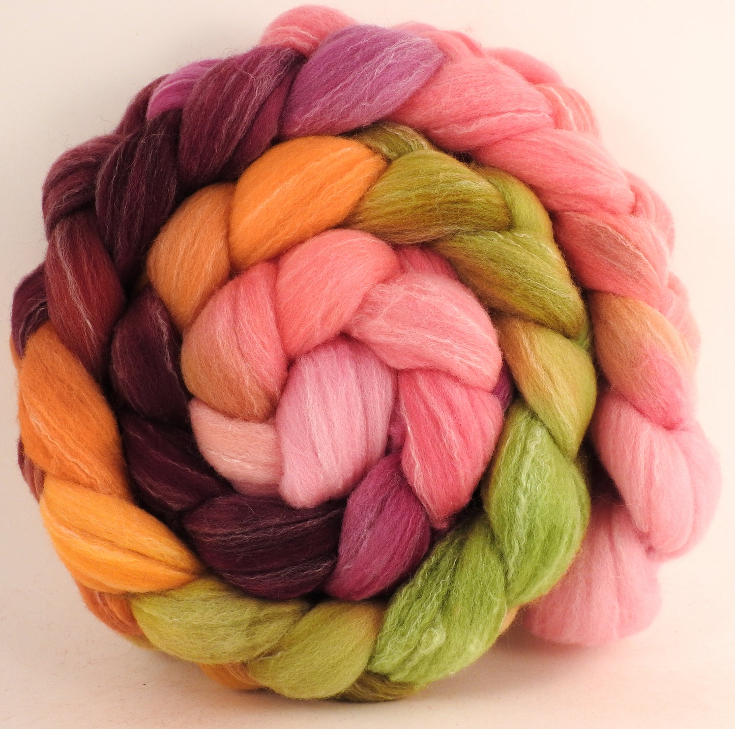 Hand dyed top for spinning - Ranunculus - (5.3 oz.) Targhee/silk/ bamboo ( 80/10/10)