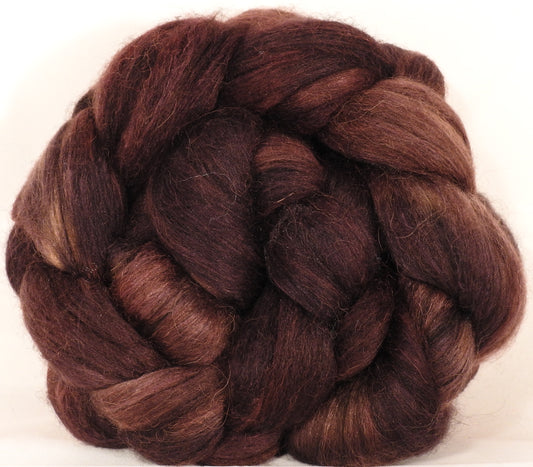 Batt in a Braid #40- Walnut - (4.7 oz) YAK / Baby Alpaca / Mulberry silk/ Merino (18 mic)(30/30/30/10) - Inglenook Fibers