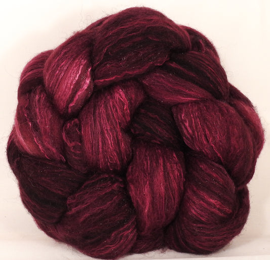 Batt in a Braid #7 - Claret -(5.4 oz.) Polwarth/ Manx / Mulberry silk/ Firestar (30/30/30/10) - Inglenook Fibers