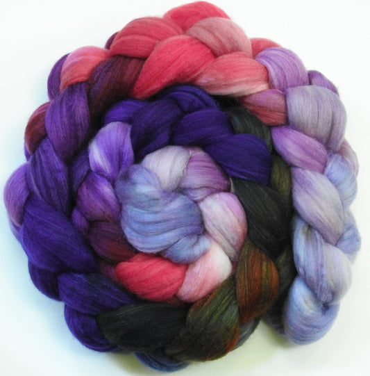 Cherry Blossoms @ Night (5.9 oz) - Batt in a Braid #35 - Sw Merino (18.5 mic) /Merino (18.5 mic) / Tussah Silk (40/40/20)