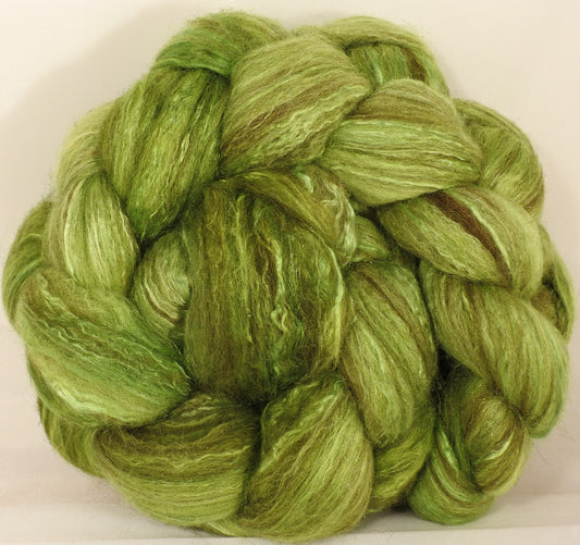 Batt in a Braid #7 - Sour Apple -(5.3 oz.) Polwarth/ Manx / Mulberry silk/ Firestar (30/30/30/10) - Inglenook Fibers