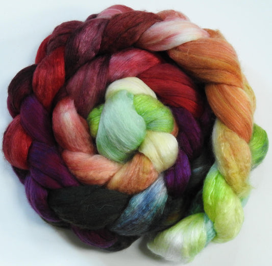 Icelandic Poppies (4.9 oz)- Batt in a Braid #54- Bleached YAK/Polwarth / Mulberry Silk (40/40/20)
