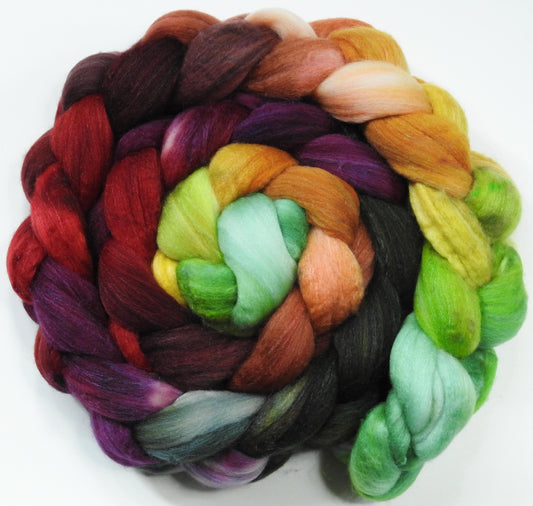 Icelandic Poppies- Batt in a Braid #35 - Sw Merino (18.5 mic) /Merino (18.5 mic) / Tussah Silk (40/40/20)