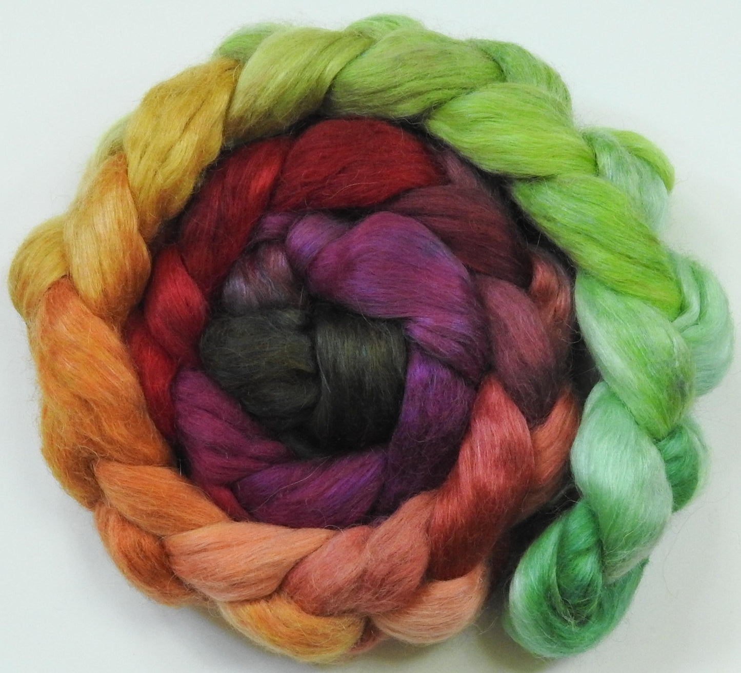 Icelandic Poppies - Batt in a Braid #52- Wensleydale/ Mulberry silk/ Polwarth (60/25/15)