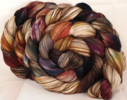 Hand dyed top for spinning -Scholarly- (5 oz) 18.5 mic merino/ camel/ brown alpaca/ mulberry silk/ (40/20/20/20) - Inglenook Fibers