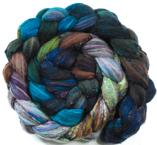 Selkie-Batt in a Braid #39 (5.9 oz)- Falkland Merino/ Mulberry Silk / Sari Silk (50/25/25)