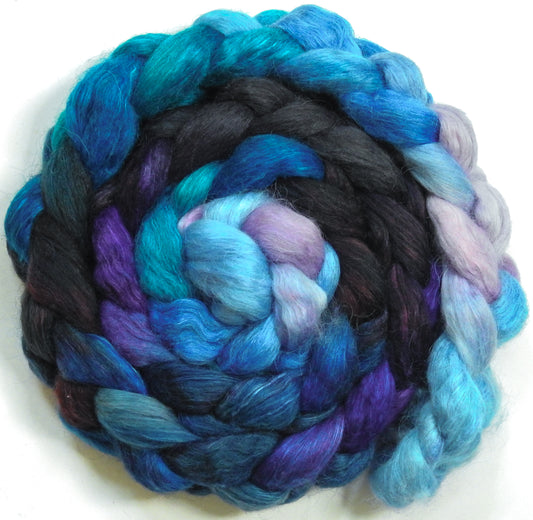 Stellar's Jay (5.5 oz) - Batt in a Braid #52- Wensleydale/ Mulberry silk/ Polwarth (60/25/15)