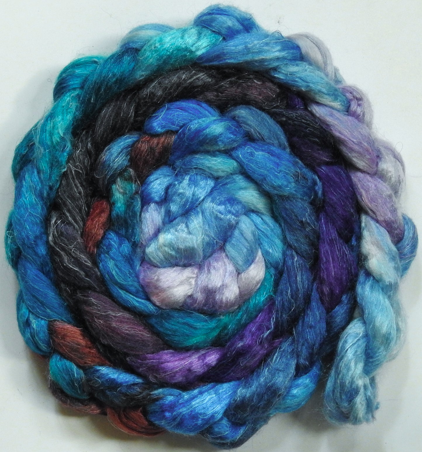 Stellar's Jay-(5.2 oz.)Tussah Silk / flax roving -(65/35)