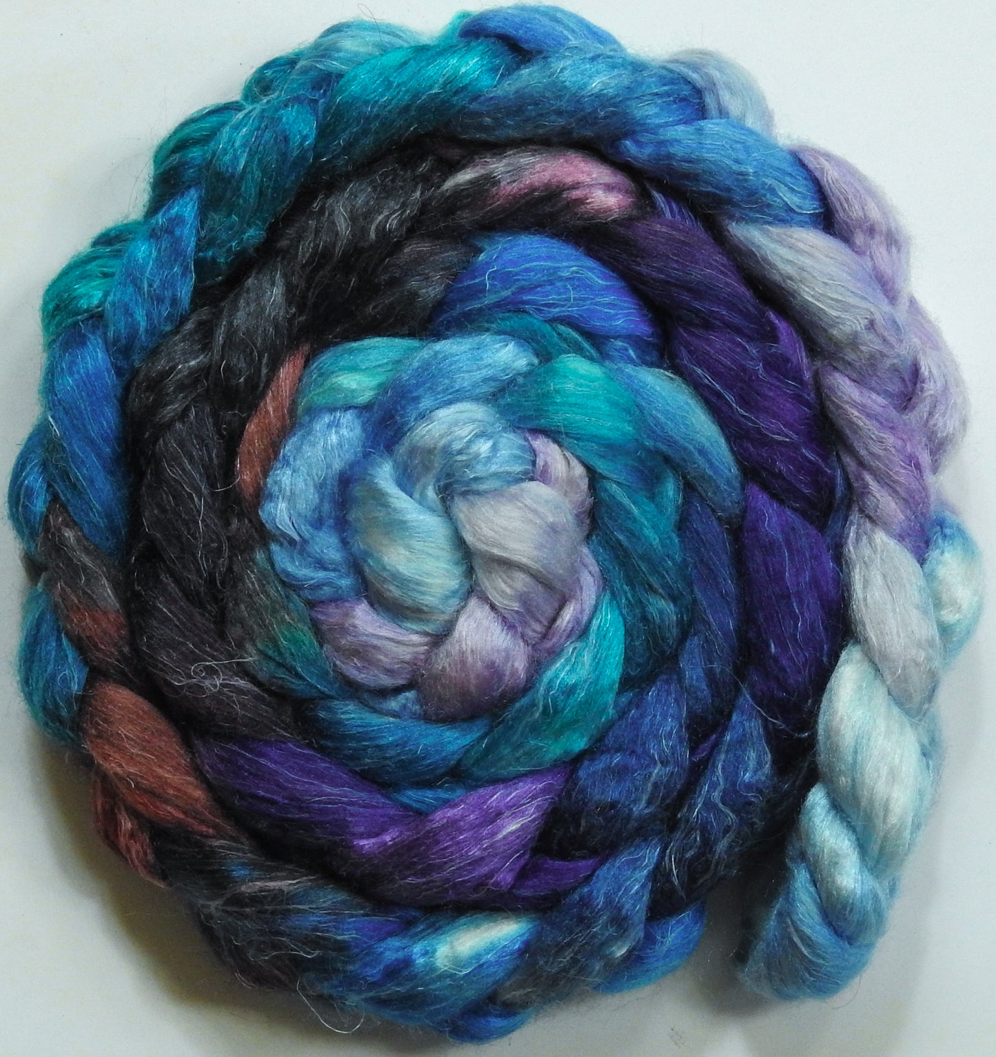 Stellar's Jay-(5.2 oz.)Tussah Silk / flax roving -(65/35)
