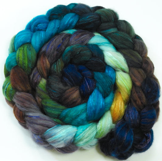 Selkie-Batt in a Braid #5 -(5.6 oz.) Merino/ Camel/ silk/ faux cashmere/ firestar (25/25/25/12/12)