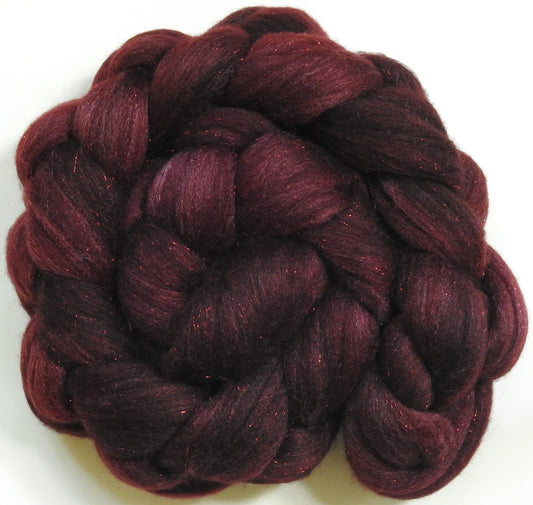 Garnet-(5.6 oz)  Batt in a Braid #58-Superfine Merino/ Tussah silk/ Gold Stellina(65/25/10)