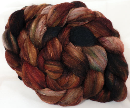 Batt in a Braid #39-SARI-25-(5.5 oz.)Falkland Merino/ Mulberry Silk / Sari Silk (50/25/25) - Inglenook Fibers