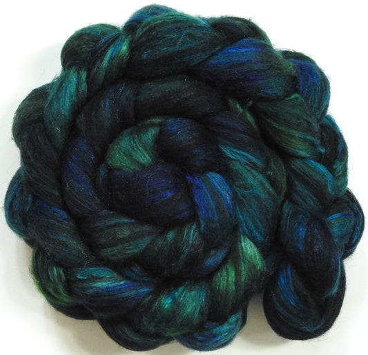 Mariana Trench (5.8 oz) - Batt in a Braid #7 - Polwarth/ Manx / Mulberry silk/ Firestar (30/30/30/10)
