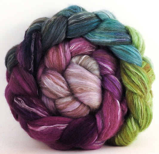 Batt in a Braid #32 -Peach Blossom (5.6 oz) -  Manx Loaghtan/ Wht Bfl / Tussah Silk/ Flax( 30/30/30/10)