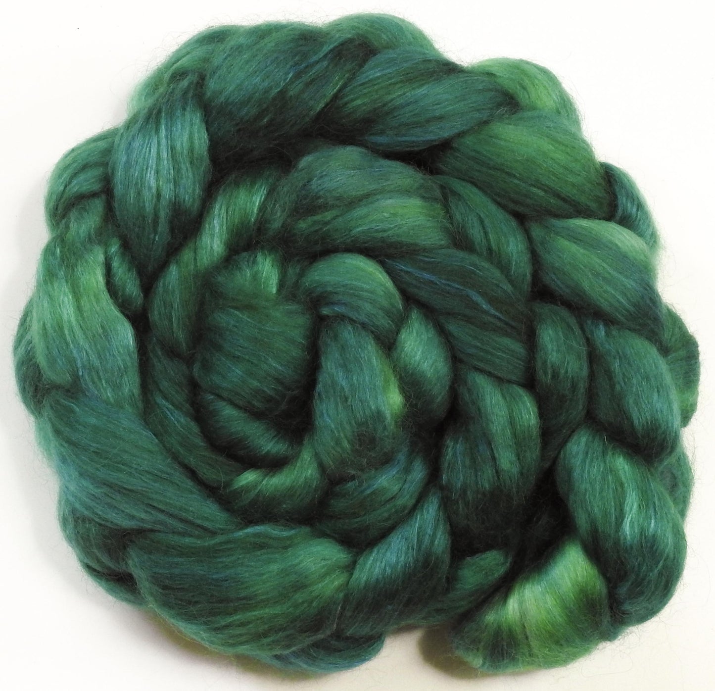 Jade - Batt in a Braid #52- Wensleydale/ Mulberry silk/ Polwarth (60/25/15)