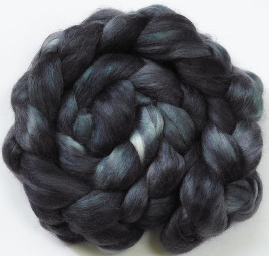 Asphalt (6.2 oz) - Batt in a Braid #52- Wensleydale/ Mulberry silk/ Polwarth (60/25/15)