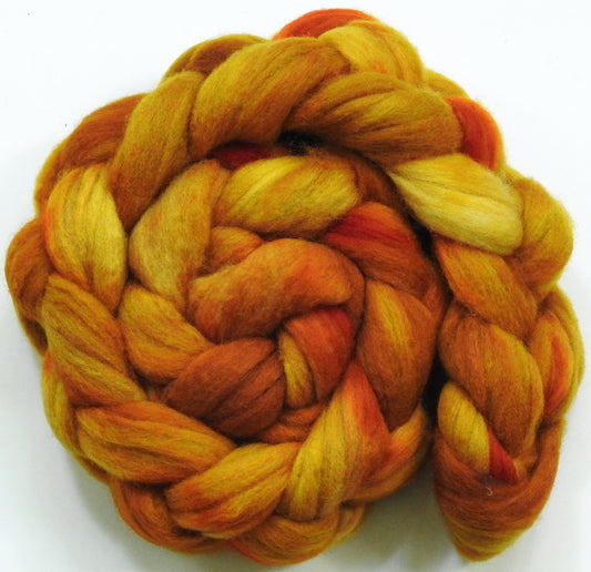Golden Hour-(5.3 oz.) Batt in a Braid #60- Southdown/ Bfl/ Bio-nylon (50/25/25)