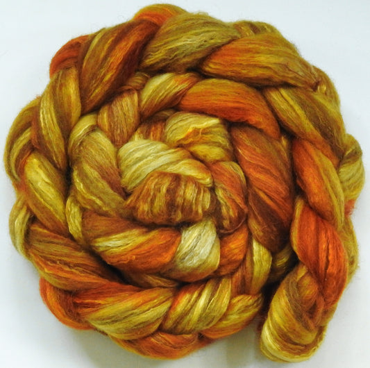 Golden Hour (5.7 oz) - Batt in a Braid #7 - Polwarth/ Manx / Mulberry silk/ Firestar (30/30/30/10)