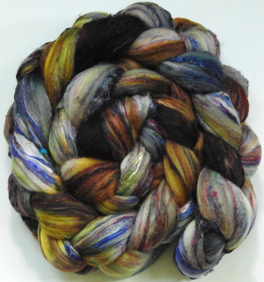 Hayride (5.6 oz)-Batt in a Braid #39 - Merino/ Mulberry Silk / Sari Silk (50/25/25)