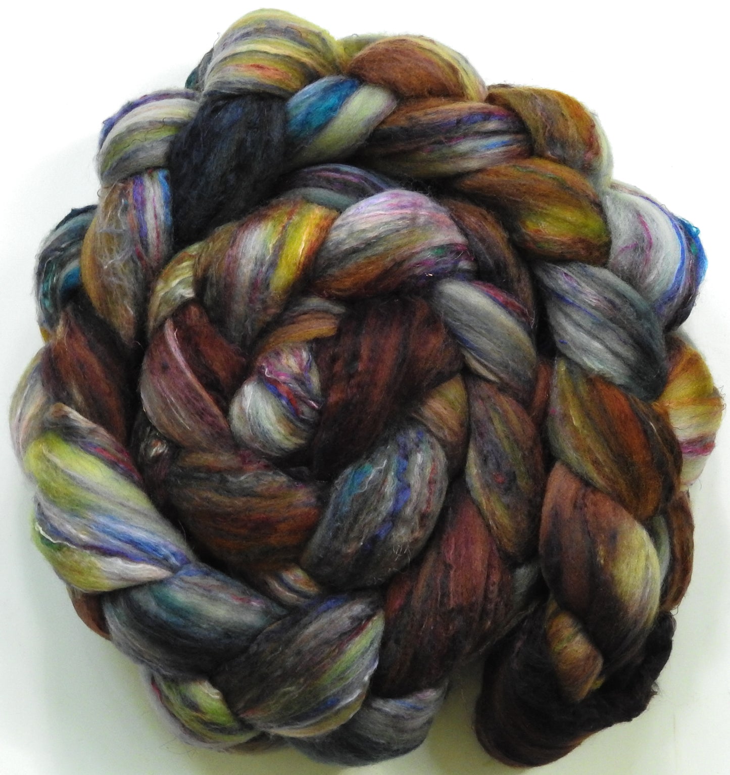 Hayride (5.6 oz)-Batt in a Braid #39 - Merino/ Mulberry Silk / Sari Silk (50/25/25)