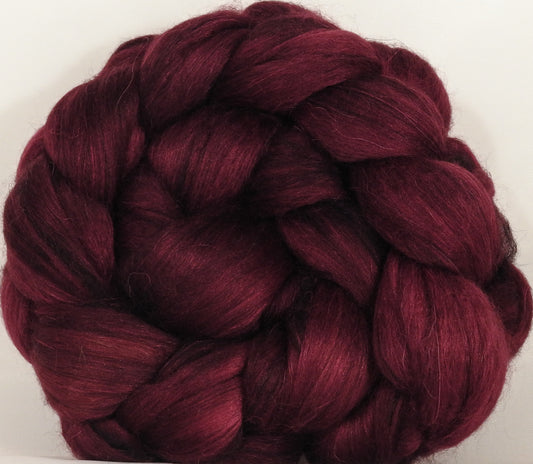 Batt in a Braid #40- Black Cherry - (4.5 oz) YAK / Baby Alpaca / Mulberry silk/ Merino (18 mic)(30/30/30/10) - Inglenook Fibers